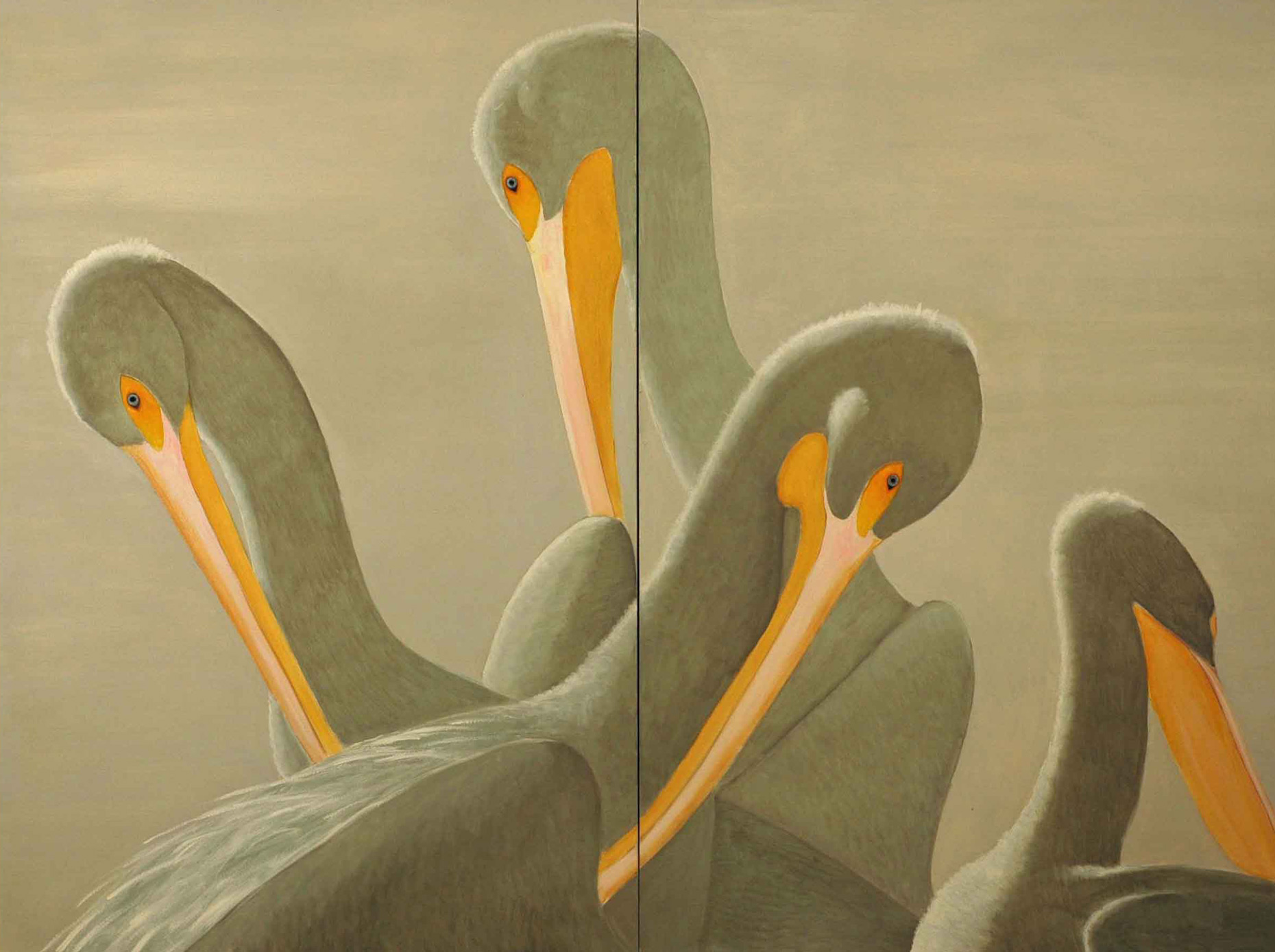 American White Pelicans 72x96 2011 diptych - fullx