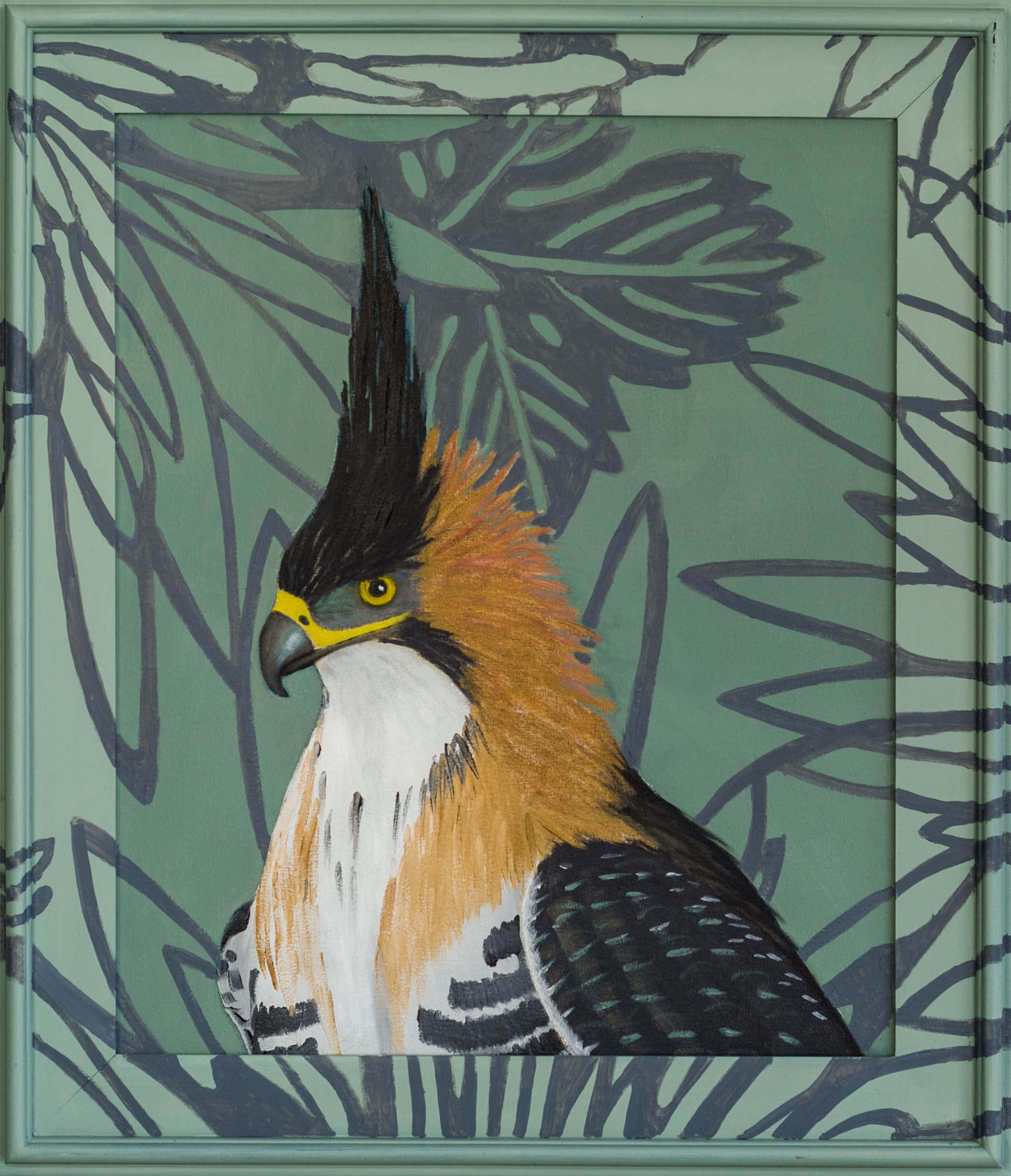 Ornamental Eagle Hawk 30x26 (framed) Oil on canvas 2015
